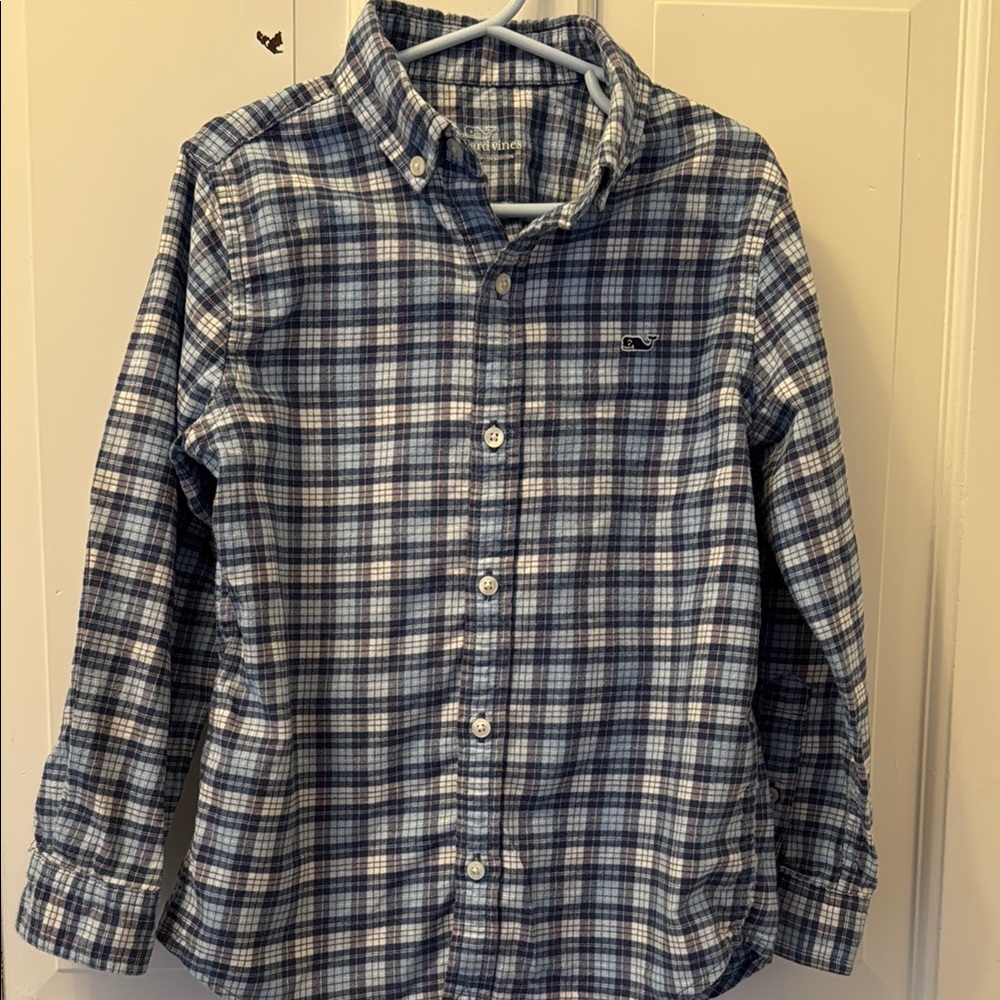 Boy’s Vineyard Vines Blue Plaid Button-Up Shirt
